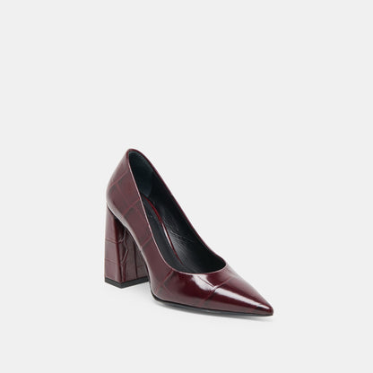 Misty Burgundy Croco Embossed Leather Heels | Dolce Vita Exclusive