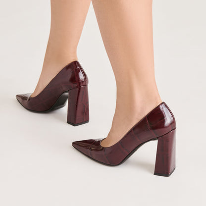 Misty Burgundy Croco Embossed Leather Heels | Dolce Vita Exclusive