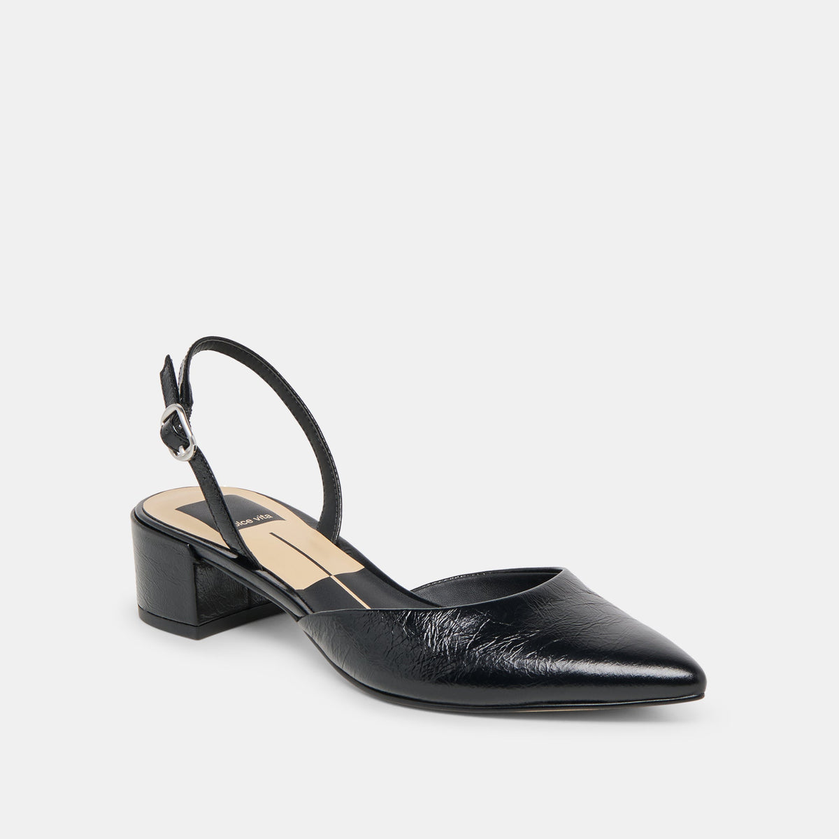 Carel Midnight Crinkle Patent Leather Heels | Dolce Vita Latest