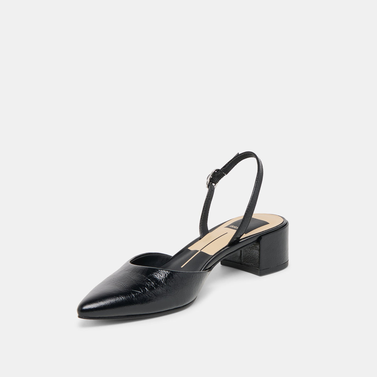 Carel Midnight Crinkle Patent Leather Heels | Dolce Vita Latest