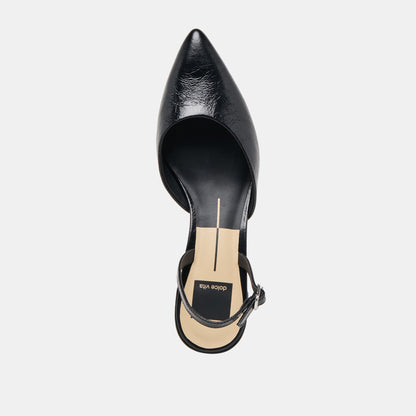 Carel Midnight Crinkle Patent Leather Heels | Dolce Vita Latest