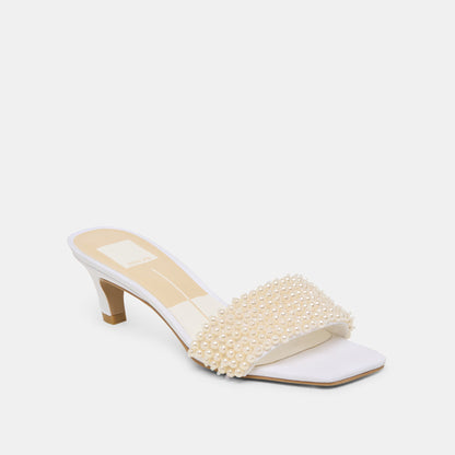 Rexa Pearl Off White Satin Heels | Dolce Vita Value