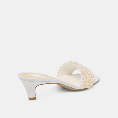 Rexa Pearl Off White Satin Heels | Dolce Vita Value