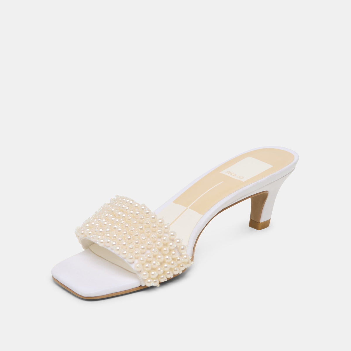 Rexa Pearl Off White Satin Heels | Dolce Vita Value
