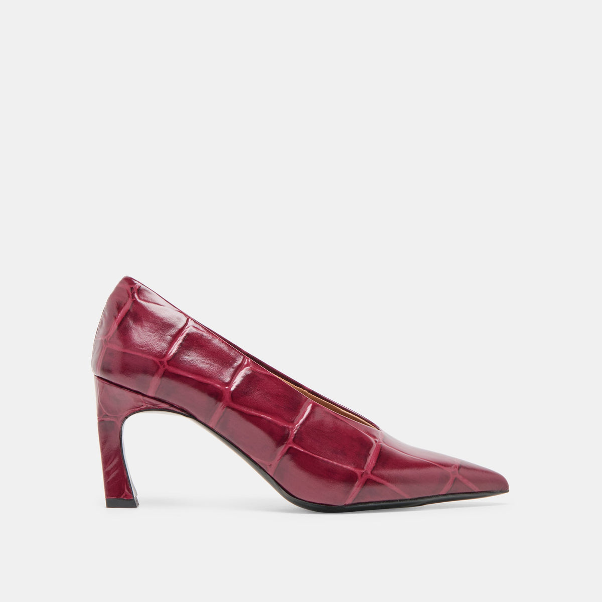 Midge Burgundy Croco Embossed Leather Heels | Dolce Vita Best Seller