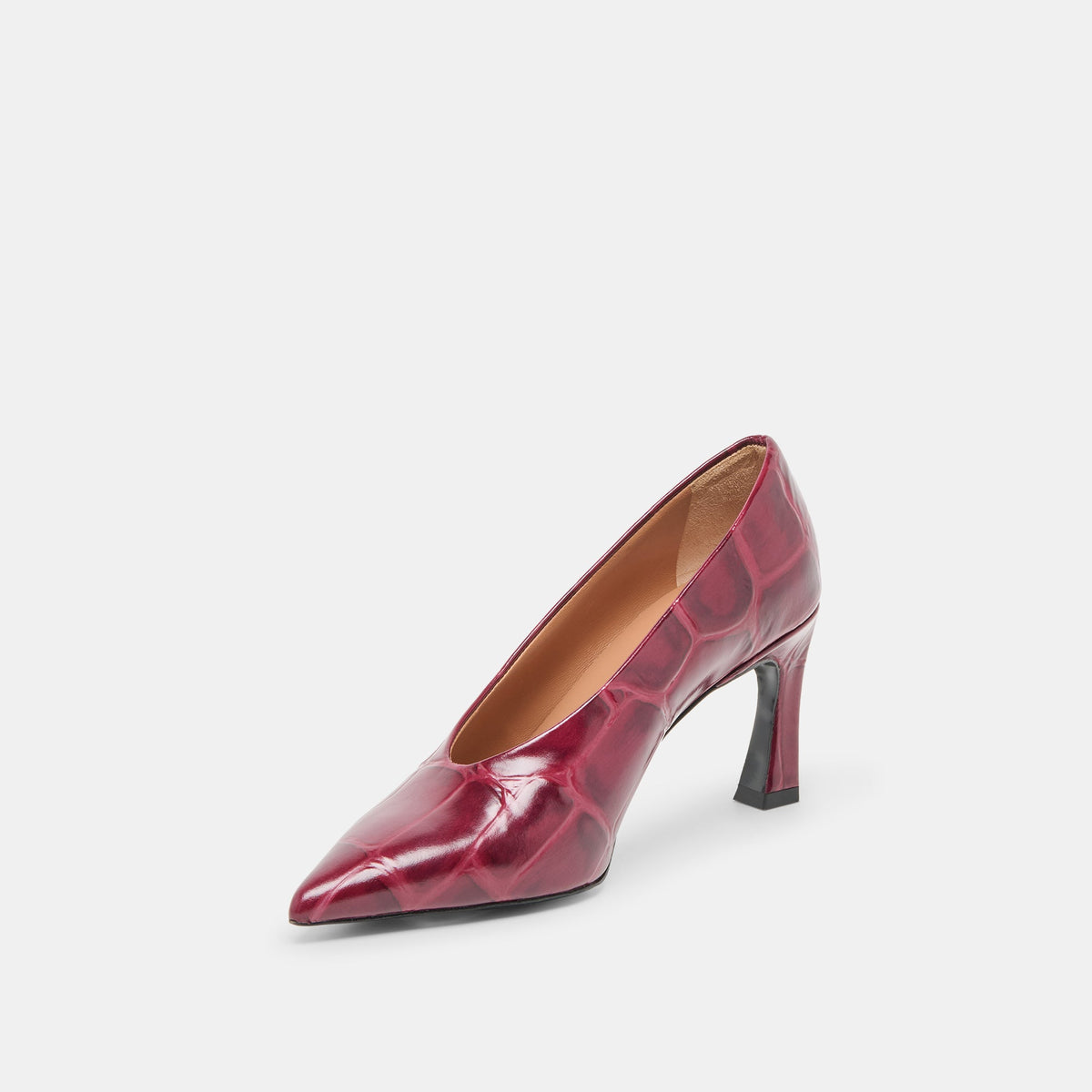 Midge Burgundy Croco Embossed Leather Heels | Dolce Vita Best Seller