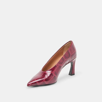 Midge Burgundy Croco Embossed Leather Heels | Dolce Vita Best Seller