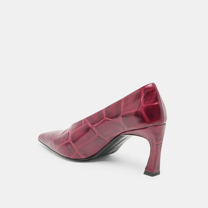 Midge Burgundy Croco Embossed Leather Heels | Dolce Vita Best Seller