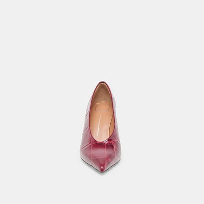 Midge Burgundy Croco Embossed Leather Heels | Dolce Vita Best Seller