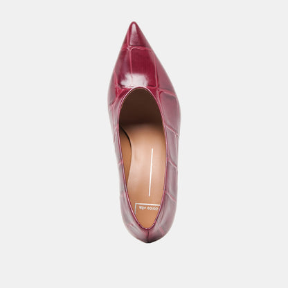 Midge Burgundy Croco Embossed Leather Heels | Dolce Vita Best Seller
