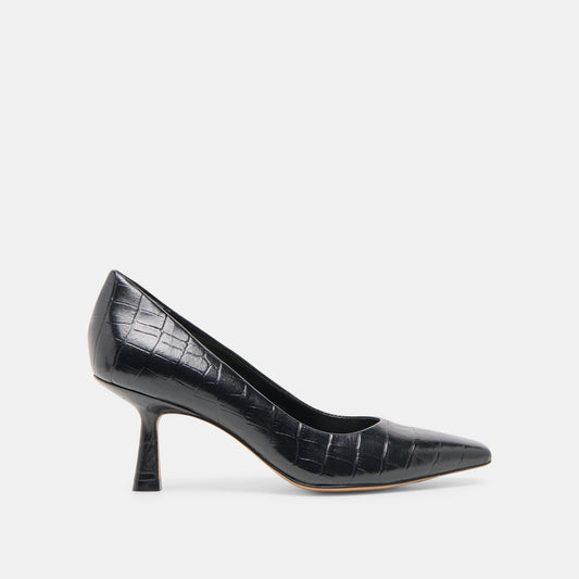 Briona Noir Croco Embossed Leather Heels | Dolce Vita Everyday