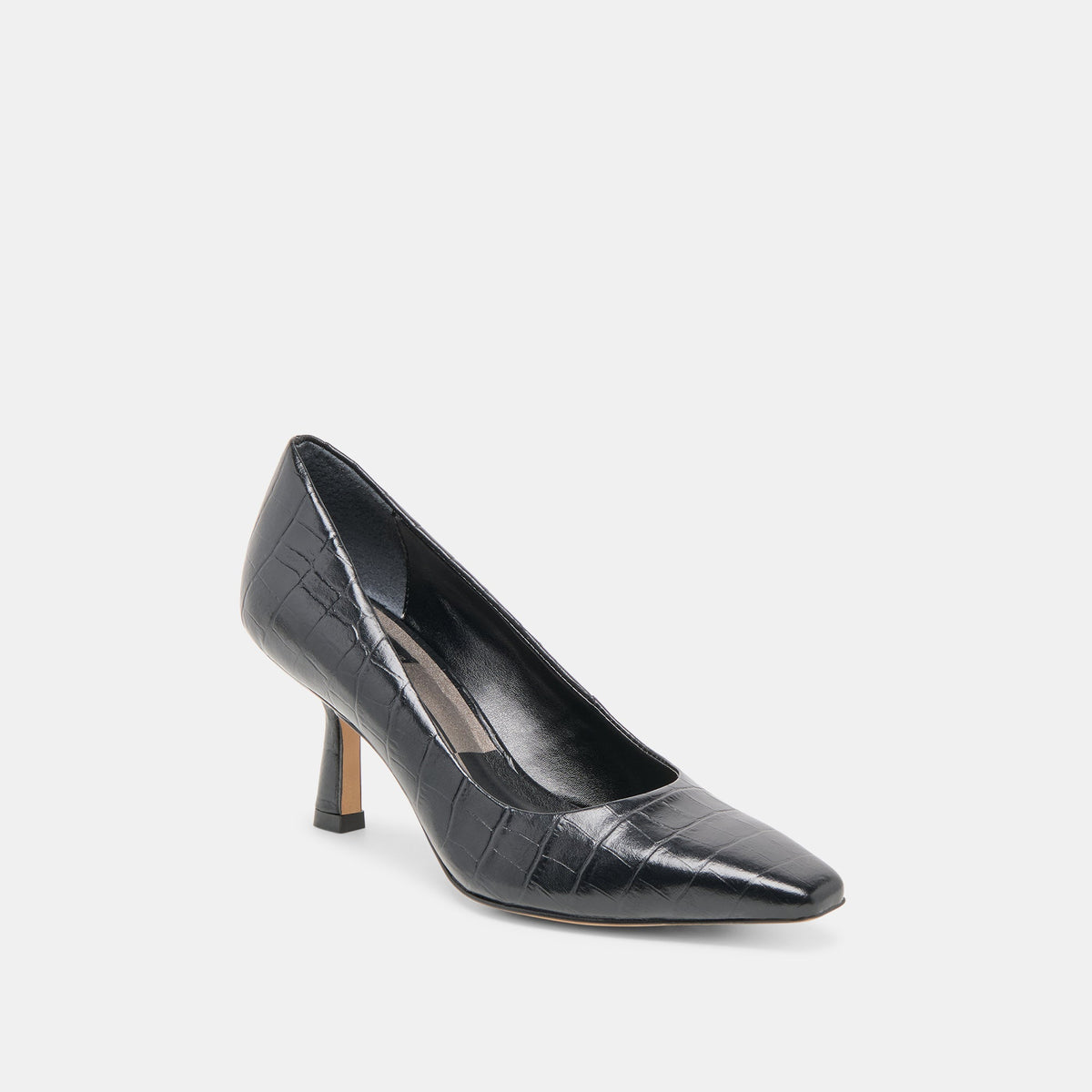 Briona Noir Croco Embossed Leather Heels | Dolce Vita Everyday
