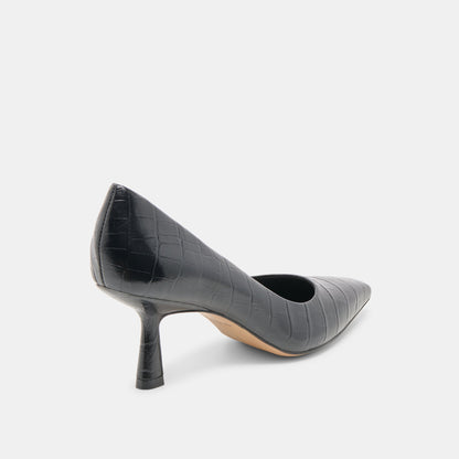 Briona Noir Croco Embossed Leather Heels | Dolce Vita Everyday