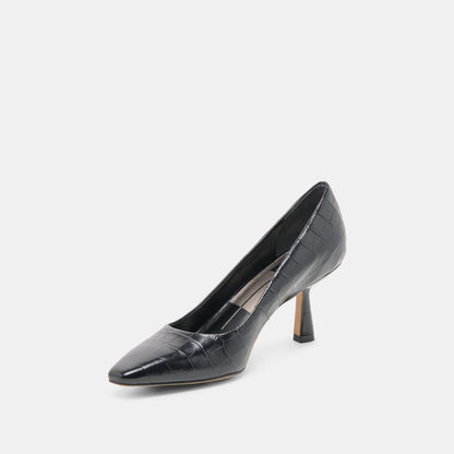 Briona Noir Croco Embossed Leather Heels | Dolce Vita Everyday
