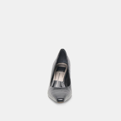 Briona Noir Croco Embossed Leather Heels | Dolce Vita Everyday