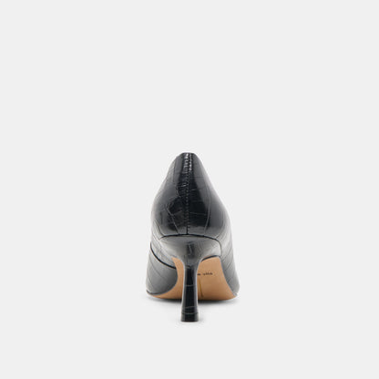 Briona Noir Croco Embossed Leather Heels | Dolce Vita Everyday