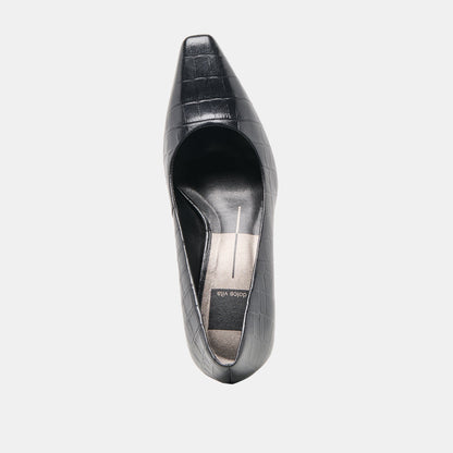 Briona Noir Croco Embossed Leather Heels | Dolce Vita Everyday