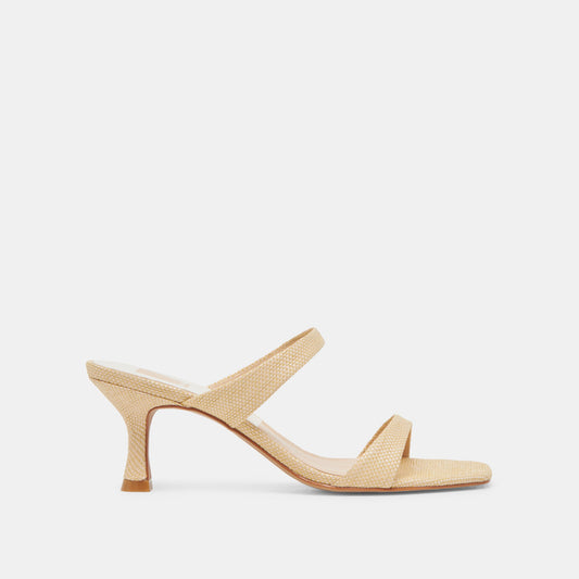 Genora Wide Lt Natural Woven Raffia Heels | Dolce Vita Classic