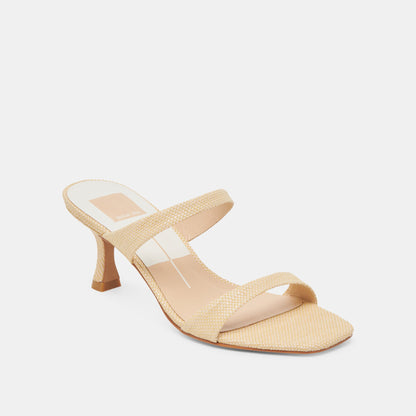 Genora Wide Lt Natural Woven Raffia Heels | Dolce Vita Classic