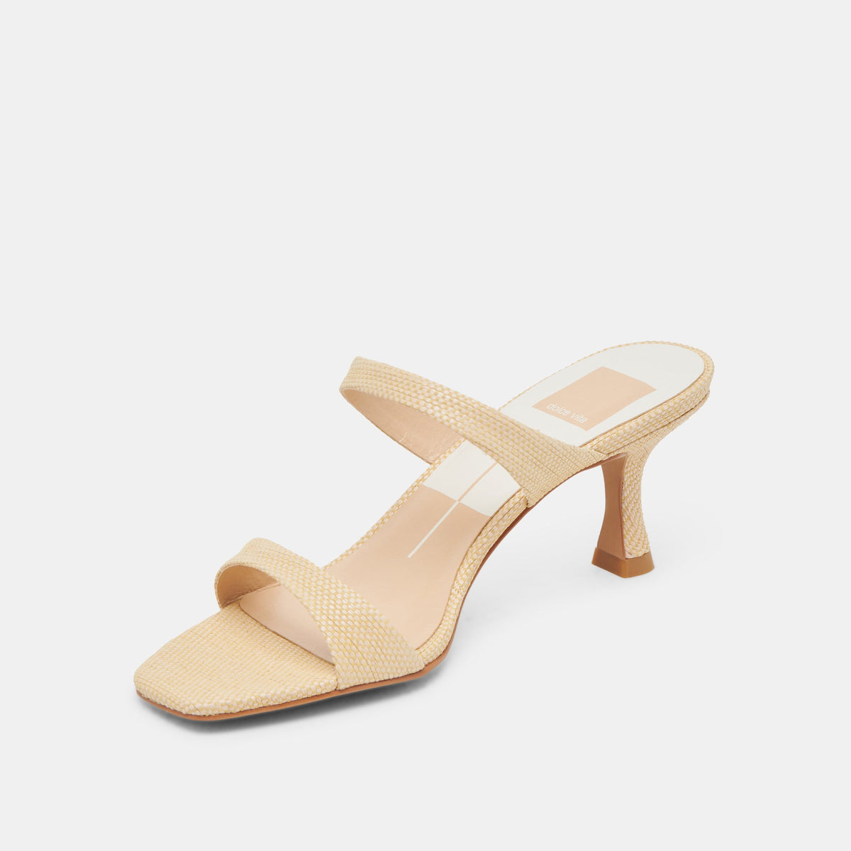 Genora Wide Lt Natural Woven Raffia Heels | Dolce Vita Classic