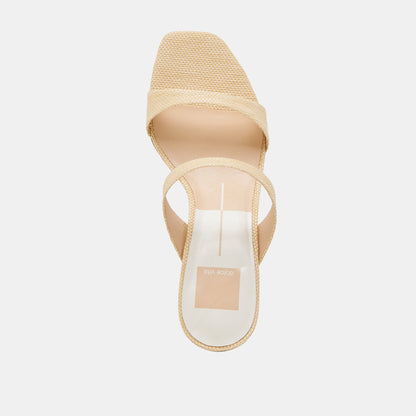 Genora Wide Lt Natural Woven Raffia Heels | Dolce Vita Classic