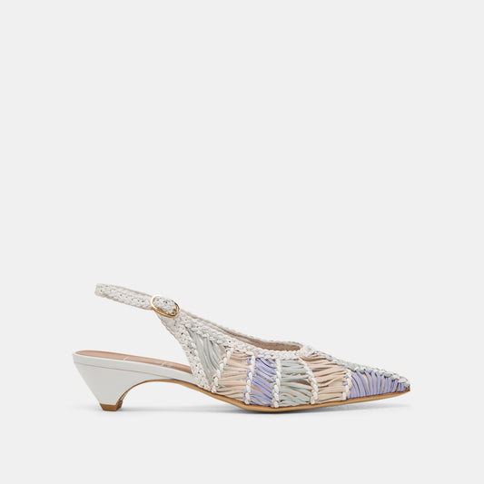 Dafney White Multi Woven Leather Heels | Dolce Vita Great Value