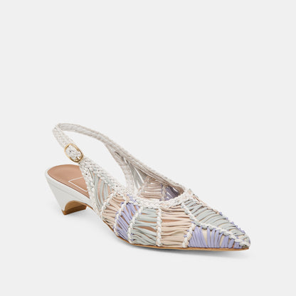 Dafney White Multi Woven Leather Heels | Dolce Vita Great Value