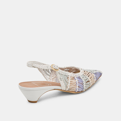 Dafney White Multi Woven Leather Heels | Dolce Vita Great Value