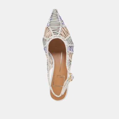 Dafney White Multi Woven Leather Heels | Dolce Vita Great Value