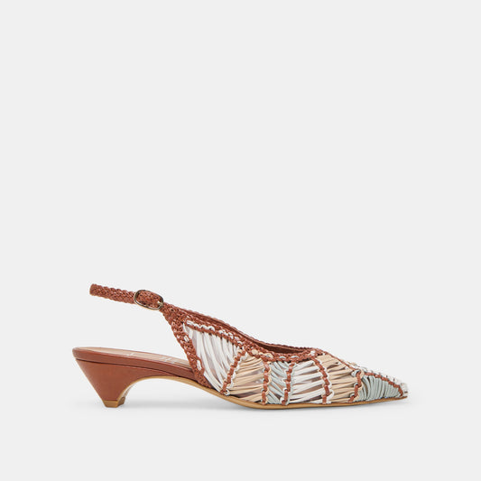 Dafney Tan Multi Woven Leather Heels | Dolce Vita Signature