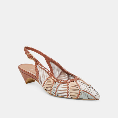 Dafney Tan Multi Woven Leather Heels | Dolce Vita Signature