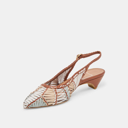 Dafney Tan Multi Woven Leather Heels | Dolce Vita Signature