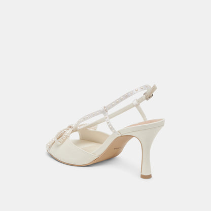 LONNY PEARL HEELS WHITE SATIN
 – Dolce Vita | Dolce Vita New