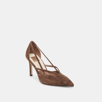 Kaine Dk Brown Suede Heels | Dolce Vita Value