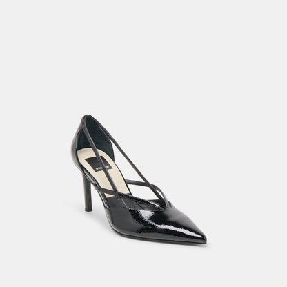 Kaine Midnight Crinkle Patent Leather Heels | Dolce Vita Signature