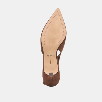 Alenna Dk Brown Suede Heels | Dolce Vita Value
