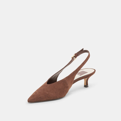 Alenna Dk Brown Suede Heels | Dolce Vita Value