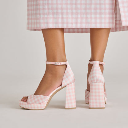 Reyes X Byrdie Golf Pink Plaid Gingham Heels | Dolce Vita Deals