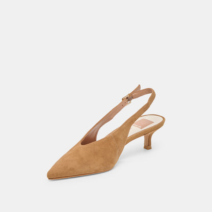 Alenna Lt Brown Suede Heels | Dolce Vita Featured