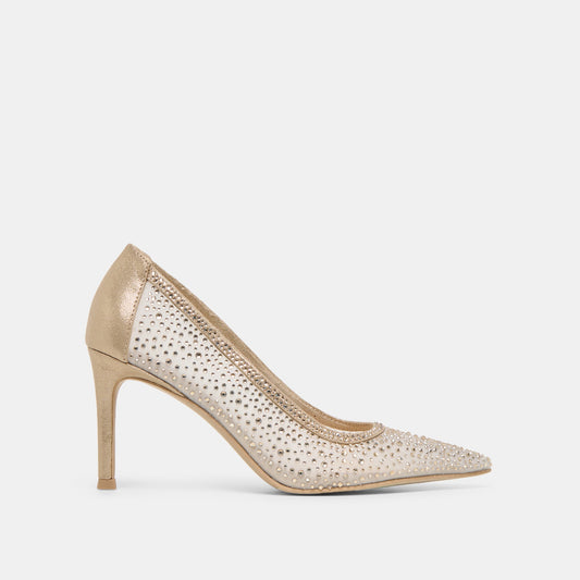 Kashe Crystal Lt Gold Mesh Heels | Dolce Vita Latest
