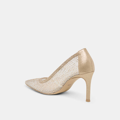 Kashe Crystal Lt Gold Mesh Heels | Dolce Vita Latest
