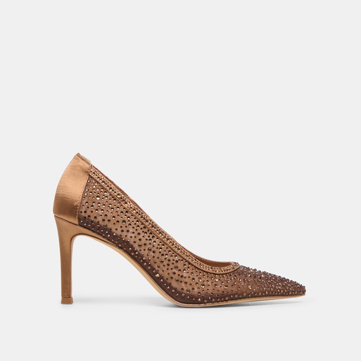 Kashe Crystal Mid Brown Mesh Heels | Dolce Vita Latest