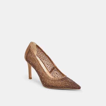 Kashe Crystal Mid Brown Mesh Heels | Dolce Vita Latest