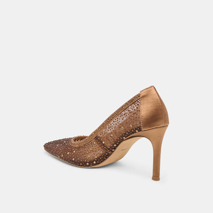 Kashe Crystal Mid Brown Mesh Heels | Dolce Vita Latest