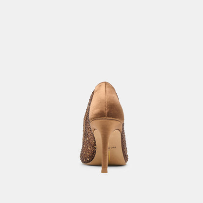 Kashe Crystal Mid Brown Mesh Heels | Dolce Vita Latest