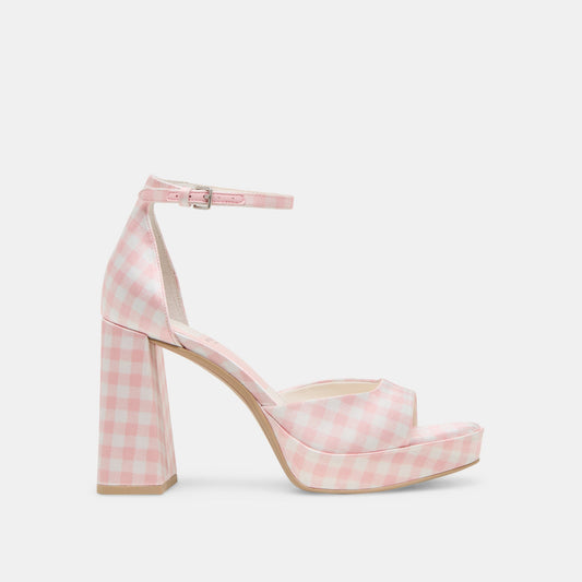 Pandro X Byrdie Golf Pink Plaid Gingham Wide Heels | Dolce Vita Trending