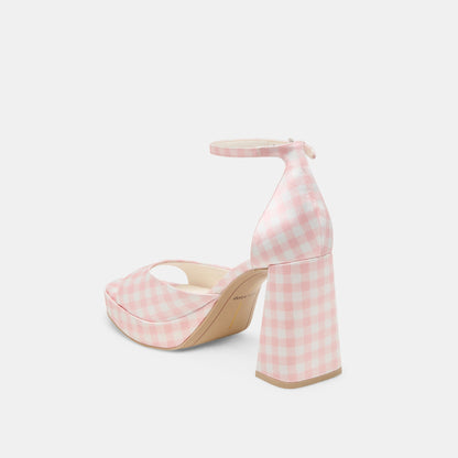 Pandro X Byrdie Golf Pink Plaid Gingham Wide Heels | Dolce Vita Trending