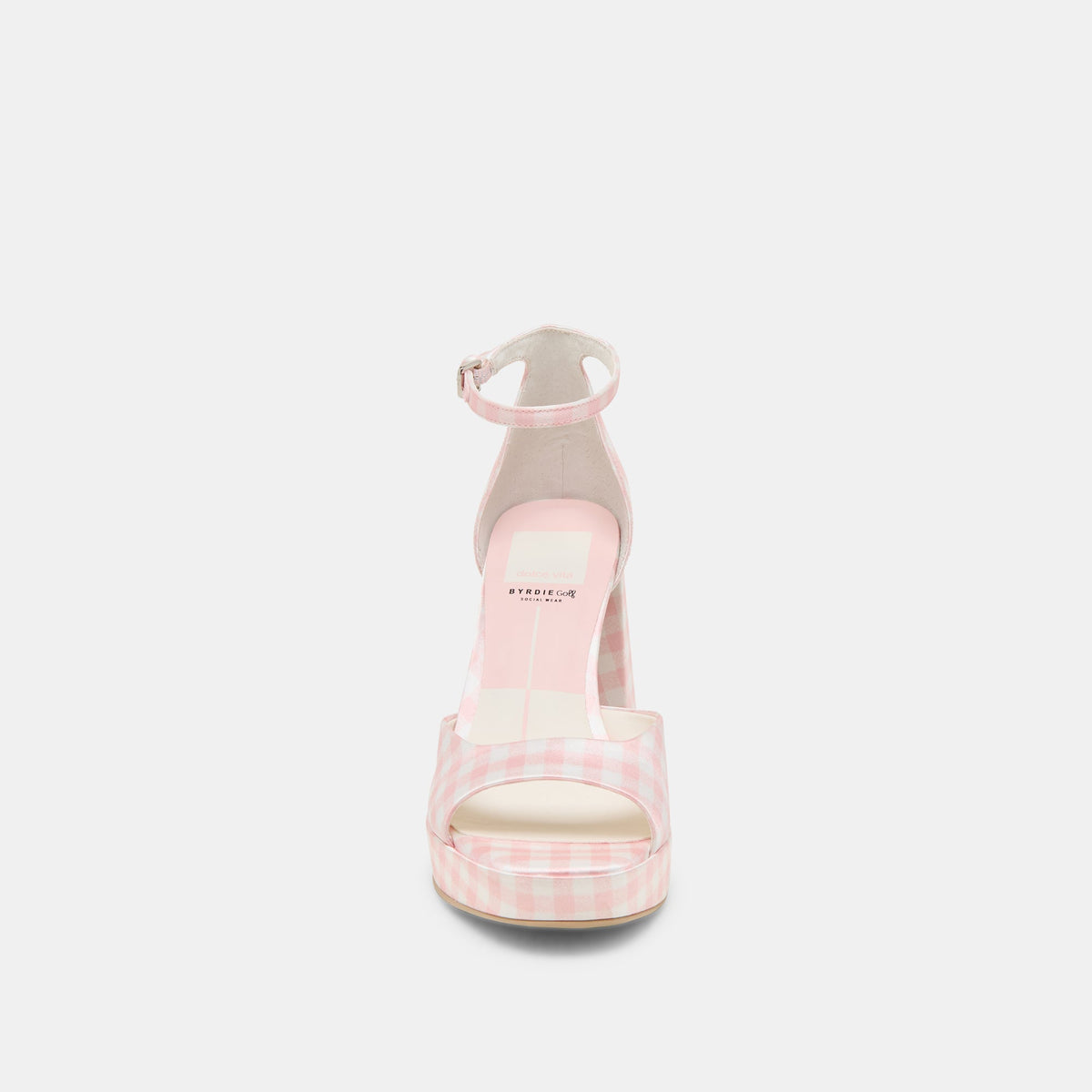 Pandro X Byrdie Golf Pink Plaid Gingham Wide Heels | Dolce Vita Trending