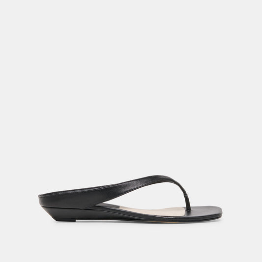 GIZEL Black Leather Thong Square-Toe Sandals | Dolce Vita Classic