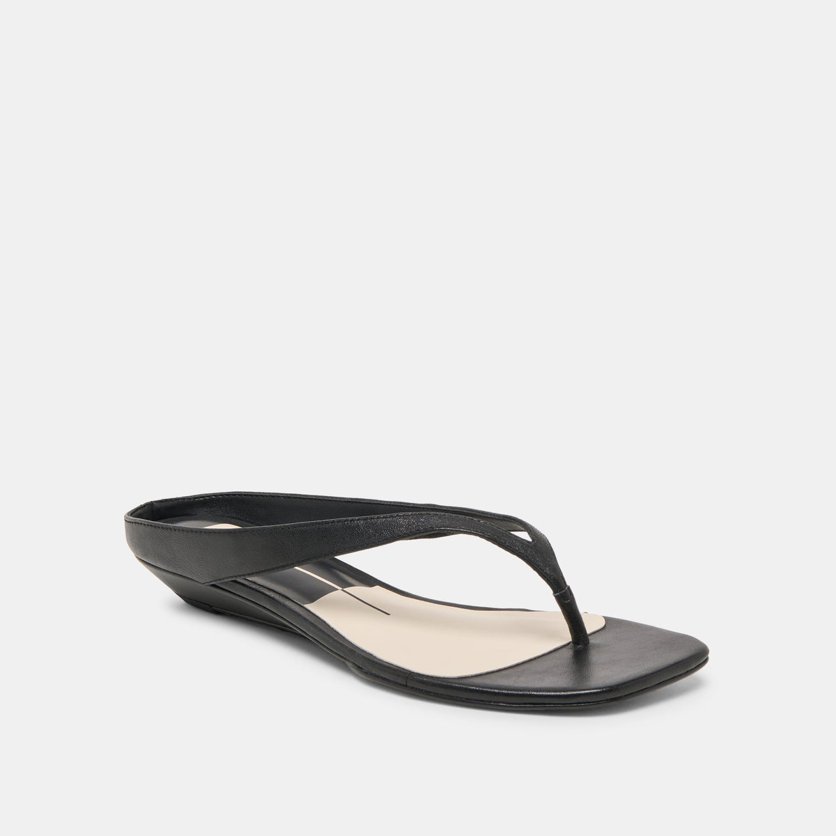 GIZEL Black Leather Thong Square-Toe Sandals | Dolce Vita Classic